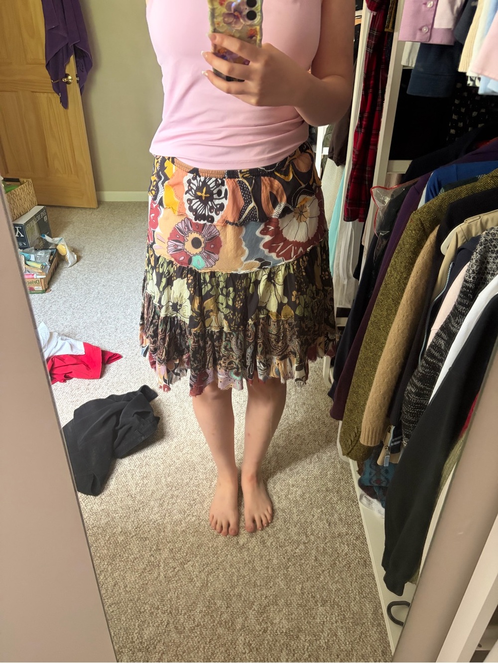 Derek Heart Multi-Color Floral Tiered Ruffle Mini Skirt